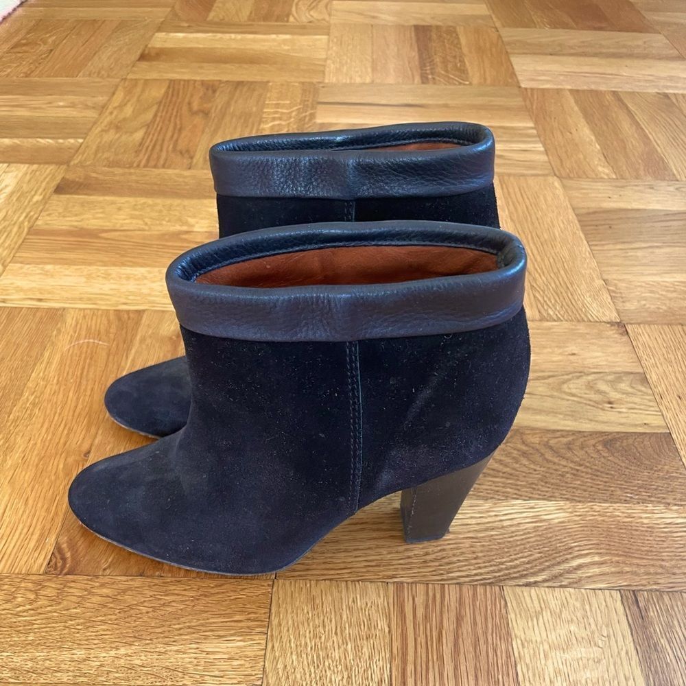 Isabel Marant black suede ankle booties with leather trim‎
